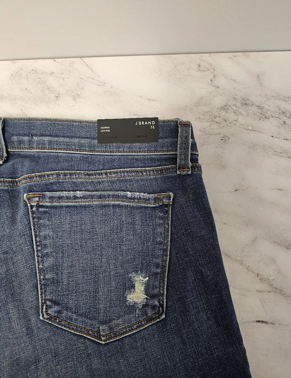 J Brand Cropped Low Rise Distressed Skinny Blue Jeans 31 NWT